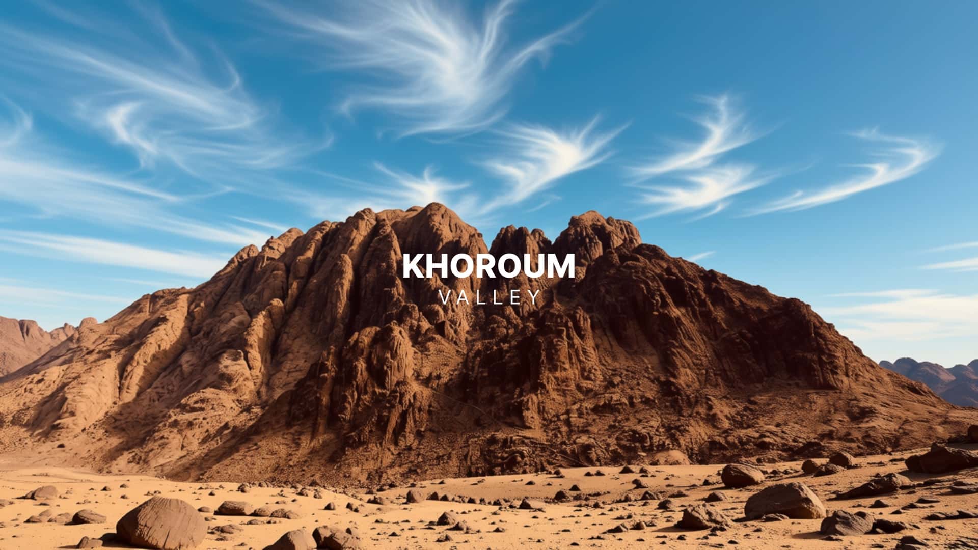 Khoroum Valley desert at sunset